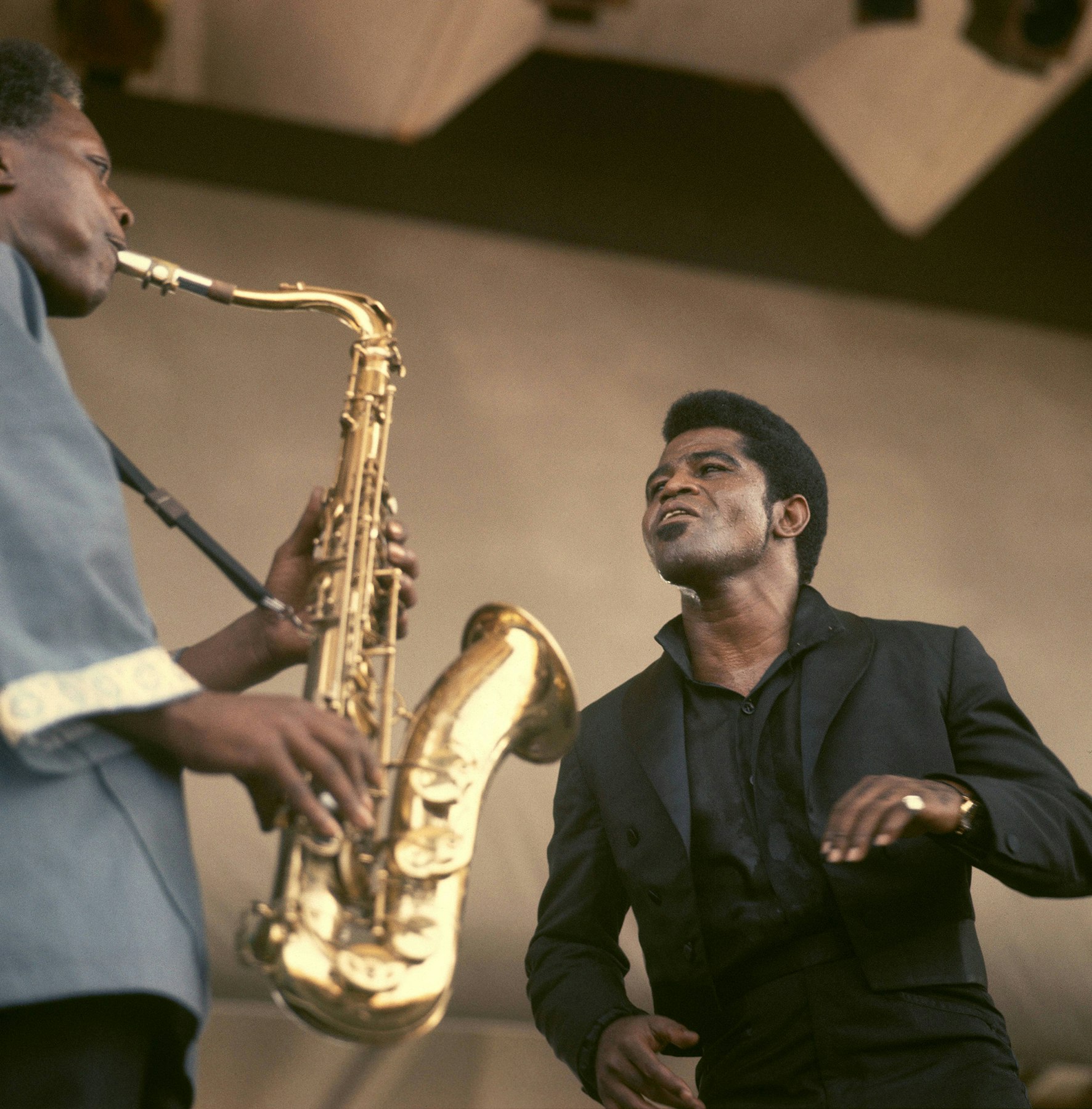 St. Clair Pinckney and JB at the Newport Jazz Festival 1969. Photo by Gai Terrell/Redferns.